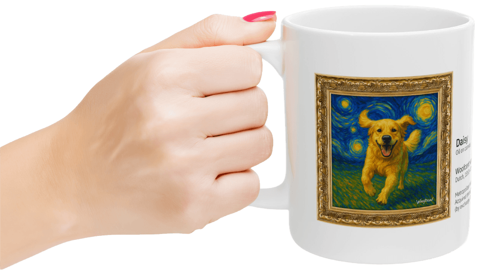 Hand holding an art mug