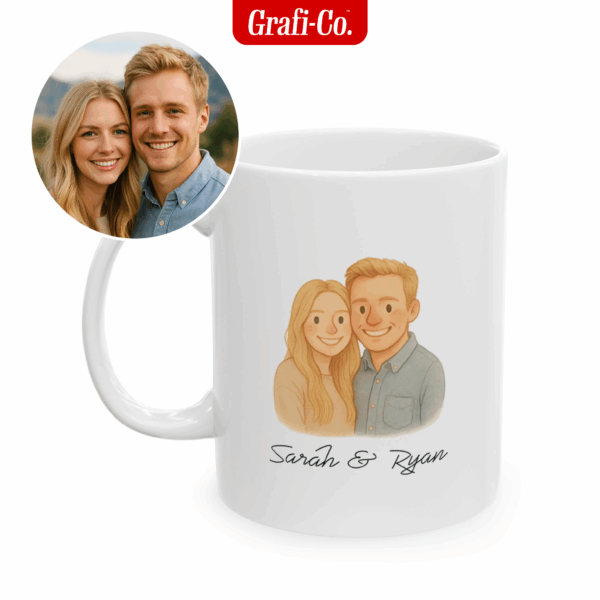 Custom Couple Portrait Coffee Mug - Image 2